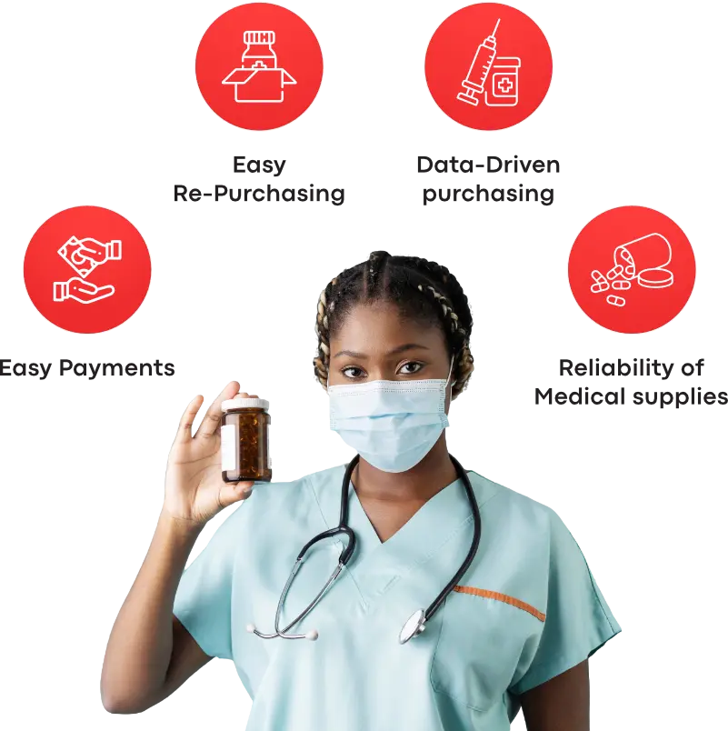 A nurse holding a bottle of medication